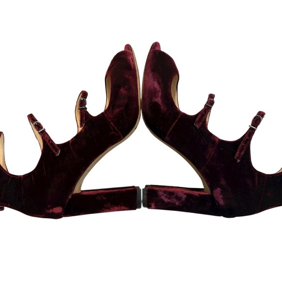 Alexandre Birman Kyle Velvet Mary Jane Block Heels Pumps Burgundy, EU 38.5/8.5 - Picture 8 of 15